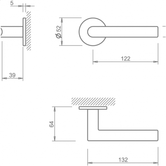 Klamka 4200/202 5S 153 szyld okrągły  5 mm czarny