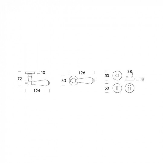 Klamka Sandra 168 (006) z biała porcelaną kolor mosiądz błyszczący