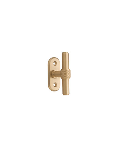 Klamka okienna dwuramienna Jodełka mosiądz szczotkowany